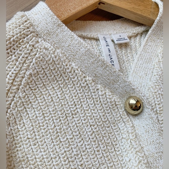 Janie and Jack White & Gold Cardigan size3 - Picture 4 of 4